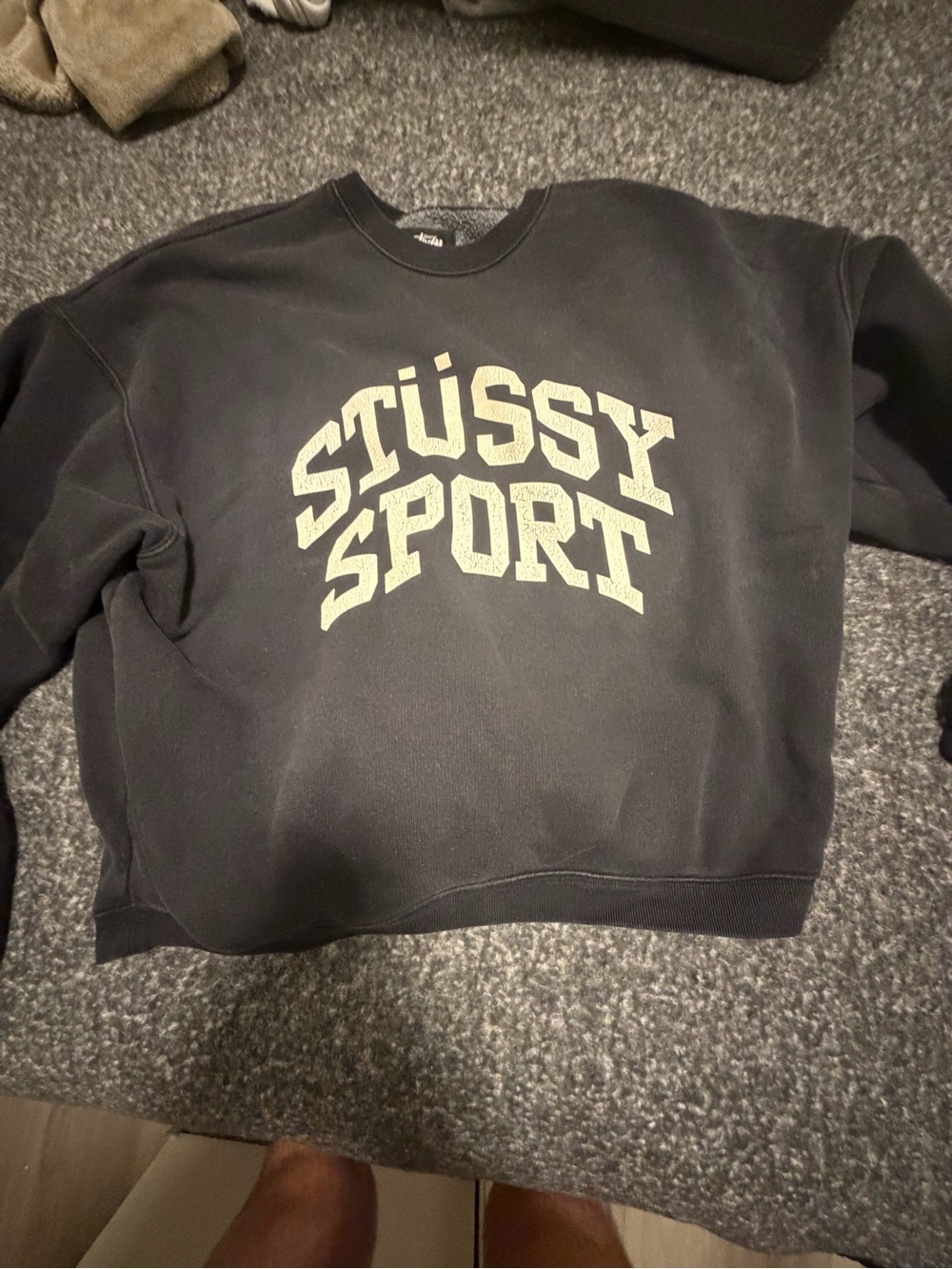 Stussy Black Crewneck with Cream Logo